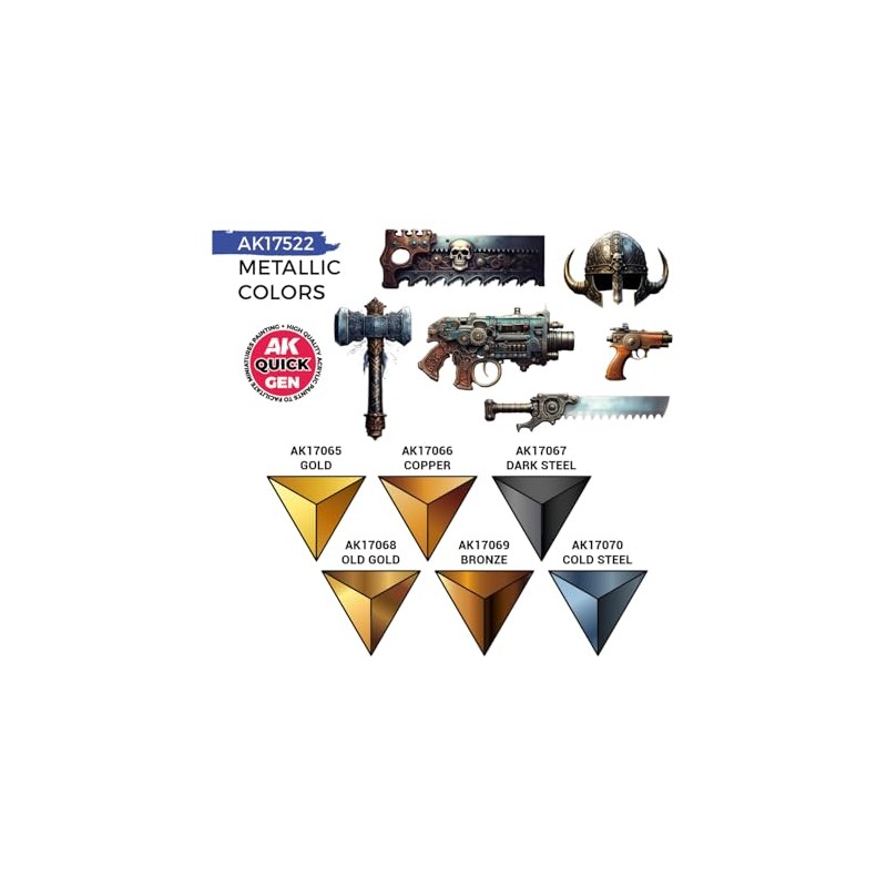 AK QUICK GEN SET AK17522 METALLICS (6x18ml)