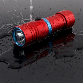 SecurityIng Scuba Diving Light, 500LM Dive Flashlight with Magnetic Slider Switch IPX8 Waterproof LED Underwater Torch for Outdoor/Diving/Shallow Water Fishing (Battery Not Included) (Red)