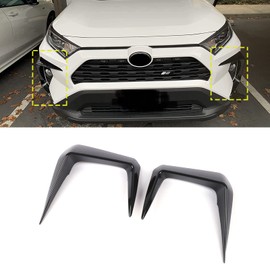 KEAIMEI Fog Light Trim Cover Front Eyebrow Spoiler For 2019 2020 2021 2022 Toyota Rav4 Car Accessories （ Black ） 2 PCS (100302927)