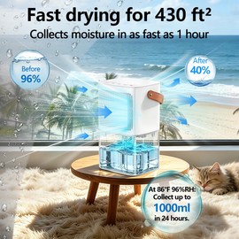 Dehumidifier 60oz Small Dehumidifier for Home 430 Sq.Ft Quiet Dehumidifier with 10 Color Lights&Auto Shut Off 3 Modes 5 Timers Portable Dehumidifier for Basement Bathroom Bedroom RV