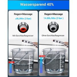 SREWOHS Water Saving Shower Head with 5 Jet Modes Pressure Boosting Rain 125mm Large Hand Held Shower Heads Built-in Power Wash to Clean Tub,Tile & Pets (Shower Head Without Hose),9.5L/Min,Chrome