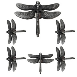 LB-LAIBA Dragonfly Drawer Knobs Modern Dresser Pulls for Closet Cabinet Cupboard Wardrobe Furniture Door Pulls Home Kitchen Hardware Decoration 6 Pieces (Antique Pewter)