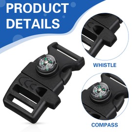 Jexine 50 Pcs Compass Buckle Clips Plastic Paracord Buckles Bracelets Accessories for Camping Travel Emergency Survival (Mixed Colors)