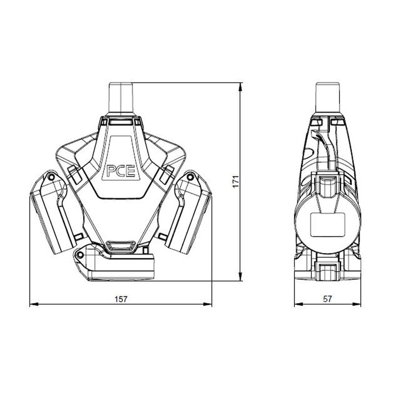 PCE 3-Way Coupling SK 230V/16A IP54 Solid Rubber KD Event
