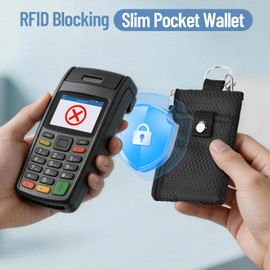 SIDESUGAR RFID Blocking Lanyard Wallet with ID Window Card Holder Black 1pc