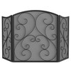 Fire Beauty Fireplace Screen 3 Panel Wrought Iron Metal 48"(L)
