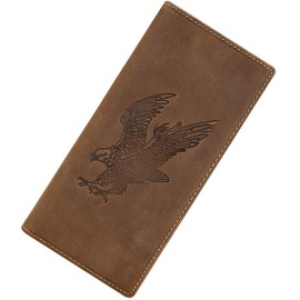 Itslife Men's RFID Vintage Look Genuine Leather Long Bifold Wallet Checkbook Wallets for Men