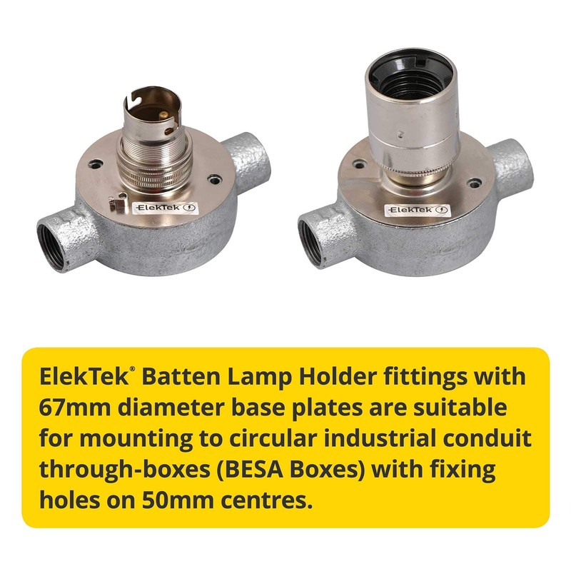 ElekTek Brass B22 Batten 67mm Base BC Bayonet Cap Lamp