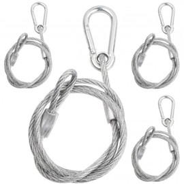Dokeno Pack of 4 Wire Rope Flexible Steel Cable with Eyelets and Hooks 4 mm x 80 cm PVC Coated Wire Rope with Stainless Steel Turnbuckle for Stage Lighting Disco Lighting Max 50 kg