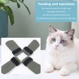 Cat Boots,paw Covers Anti-Scratch Cat Foot Covers for Cats Adjustable Mesh Cat Claw Protectors Non-Slip Breathablesuitable (4 Pieces) (Grey, M)
