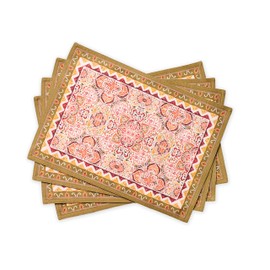 Maison d' Hermine Damask 100% Cotton Set of 4 Placemats for Dining Table | Kitchen | Wedding | Everyday Use | Thanksgiving/Christmas | Dinner Parties (33 cm x 48 cm)