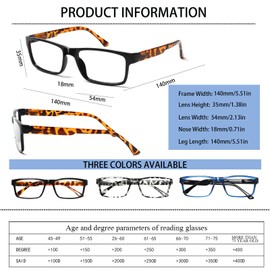 ZOECENT 3 Pack Progressive Multifocus Reading Glasses for Women Men Blue Light Blocking Spring Hinges Computer Readers (Mix Color-3, 3.00, x)