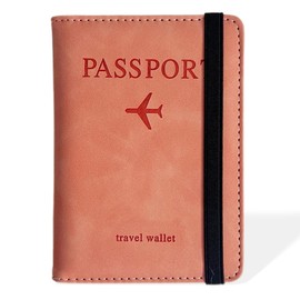 Reisepass Hülle,Reisepasshülle mit RFID-Blocker, Kunstleder Reisepass Hülle für Damen Herren Reisepass Kreditkarten, Ausweis und Reisedokumente, Rosa