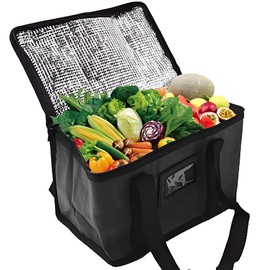 Cooler Bag Box, 40L Insulated Cooler Bag Box, Large Insulated Picnic Lunch Bags Soft Cooler Thermal Food Delivery Bags Reusable Insulation Shopping Bags for Beach Camping Work Trip(Black)