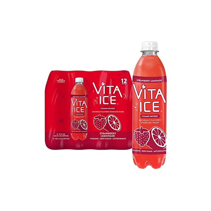 Vita Ice Strawberry Lemonade, 12 Pack, 17 oz. Bottles