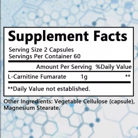 L-Carnitine 1000mg Maximum Strength Capsules - Non-GMO and Gluten Free