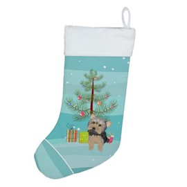 Caroline's Treasures WDK3186CS Yorkie Blue and Tan #2 Christmas Christmas Stocking Fireplace Hanging Stockings Christmas Season Party Decor Family Holiday Decorations