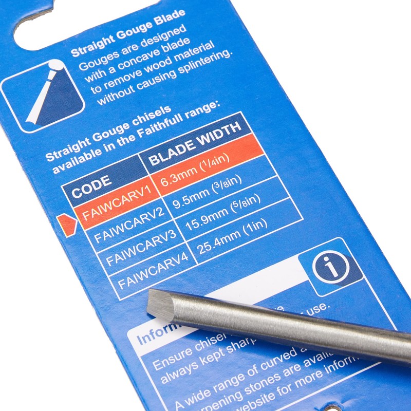 Faithfull FAIWCARV1 Straight Gouge Carving Chisel 6.3 mm (1/4 Inch)