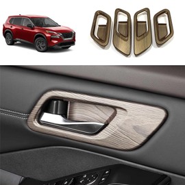 TERDARAY Interior Door Handle Bowl Cover Compatible with Nissan Rogue 2021 2022 2023 Door Pull Handles Bowl Cover Door Decoration Trim Car Accessories ABS 4PC (Peach Wood Style)