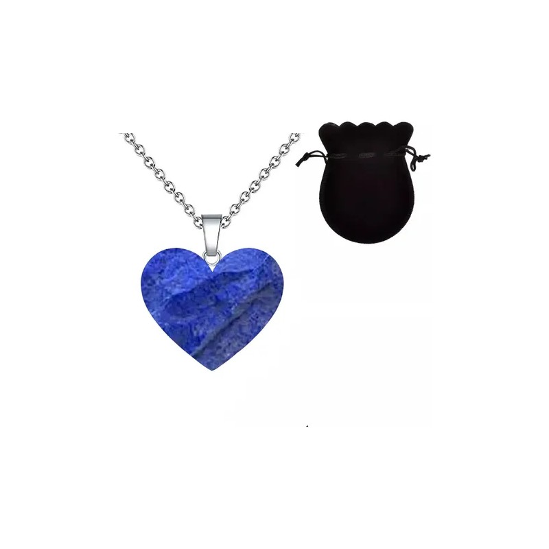 Collar Corazón Cuarzo Natural Acero Inoxidable