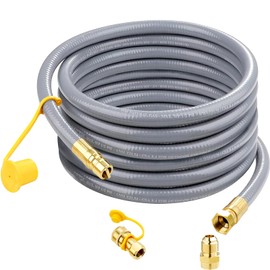 24Feet 1/2 inch Natural Gas Hose for Generator with Quick Connect Fittings, Natural Gas to Grill Hose for BBQ, Pizza Oven, Patio Heater - CSA Certified, 1/2 Male to 3/8 Female Flare Adapter,