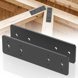 2pcs 10" X 3" Straight Steel Flat Plate,I Black Mending Plate with Holes,I Shape Strap,Metal Plate with Powder Coated Post to Beam Connectors for Repair Wooden House,Furniture,Pergola,Truss Framing