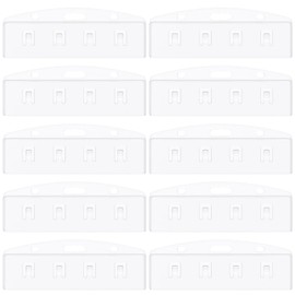 Pawfly 10 Pack Horizontal Half Card Badge Holders with Grippers Hard Transparent Protectors Sleeves Frosted Pouches for POS Magnetic Swipe Cards IDs Credit Cards and Passes