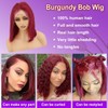 YFFSSJFC 12 Inch 99J Burgundy Bob Wigs Human Hair 200%