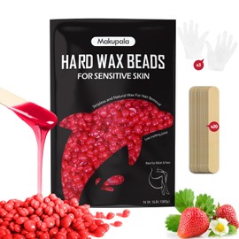 Makupala Hard Wax Beads Bulk for Hair Removal, 3lb Brazilian Waxing Beads for Sensitive Skin Body Bikini Legs Face, Professional Red Wax Beans Refill for Women Men, At Home Salon Spa Use Strawberry