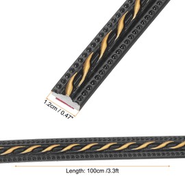 uxcell 3.3Ft x 0.47" Peel and Stick Molding Trim for Walls, Flexible Mirror Molding Trim Self-Adhesive Wall Paneling Strip Wallpaper Border for DIY Floor Wall Baseboard, Black/Gold