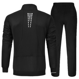 YSENTO Men's Tracksuits Outfits Set 2 Piece Jogging Suits Warm Up Sweatsuits Sweat Track Suits Sets Black 4XL