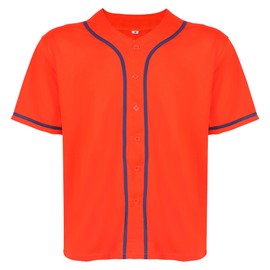 Aumudle Mens Baseball Jersey Blank Plain Button Down Shirts Short Sleeve Hip Hop Hipster Active Team Sports Uniforms S-XXXL Orange