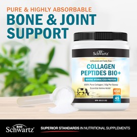 BioSchwartz Collagen Peptides Powder | Hydrolyzed Collagen for Hair, Skin, Nails, Joints & Bones | Types I & III Collagen, 18 Amino Acids | Unflavored, Non-GMO, Gluten-Free, 16 oz