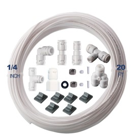 20PCS 1/4" Ice Maker & Refrigerator Water Line Kit - Complete Installation Solution for Ice Makers & Fridges (20FT Water Line with 19 Quick Fittings) Compatible with Reverse Osmosis Systems