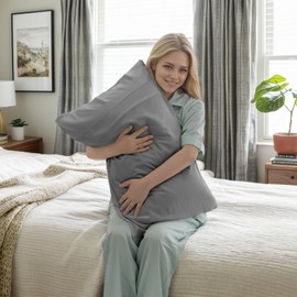 TELUS Pillow Cases Queen Size 2 Pack, Bamboo Rayon & Lyocell Pillowcase with Envelope Closure, Cooling Breathable Pillow Cover for Hot Sleeper & Night Sweats, 20x30 inch, Deep Grey