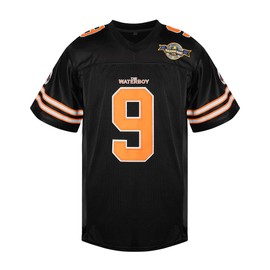 Bobby Boucher Football Jersey 9 The Waterboy Adam Sandler Mud Dogs Bourbon Bowl Movie Jersey White Black Blue Orange S-3XL (US, Alpha, Large, Regular, Regular, 9 Black)