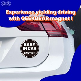 GEEKBEAR Baby on Board Magnet for Car - Baby on Board Sticker for Cars - Baby on Board - Baby in Car Sign Sticker Decal - Children on Board Window Bumper Safety Sign (Black)