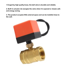 Motorised Ball Valve, DN32 G1-1/4 Inch DC 12 V 2 Way 3 Wire Brass Motorised Ball Valve Electric Valve DN32 G1-1/4 Inch Ball Valve 1.6 MPa Motorised Ball Valve 2~95 °C