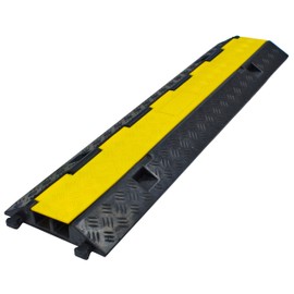 Electriduct 2-Channel Rubber Cable Protector Floor Cord Cover Wire Ramp up to 1 Inch Pipe or Hose Diameter with T connectors