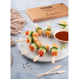 FOOGO Green 150pcs Bamboo Skewers, Small 12cm, FSC® Certified, Sturdy Eco-Friendly Wooden Skewers, Barbecue BBQ skewers, Kebabs Skewers, Fruit Picks, Cocktail Sticks, Camping Party Wedding