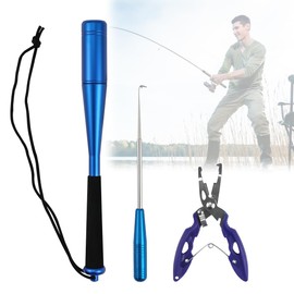 Fishing Hook Removal 24.5 cm Fish Duster with Fishing Pliers, Fishing Accessories Fish Blackjack with Fishing Hook Remover, Fishing Multi Fishing Pliers for Beginners Outdoor Carp Trout Fishing