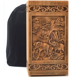 engmvwod Wooden urns Ashes Human Cremation Adult Wood urn Male dad Burial Large Female Men Adults Box (Elephant 250lbs)