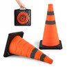 BATTIFE Collapsible Traffic Cones, Reflective Safety Cones with Black Base