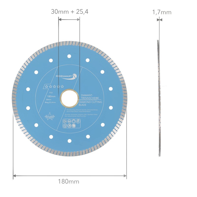 PRODIAMANT F33 Professional Diamond Cutting Disc Diameter 180 mm for