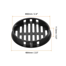 sourcing map 10Pcs 60mm/2.4in Air Vents Circular Soffit Vents, Black Plastic Soffit Vent Cover for Bathroom Home, Office, Kitchen, Cabinet, Wardrobe