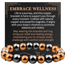 STCORPS7 Pulsera de cobre para hombres y mujeres, pulseras magnticas de cobre para hombre con 3.800 imanes Gauss, 99.99 cobre slido puro, regalo de...