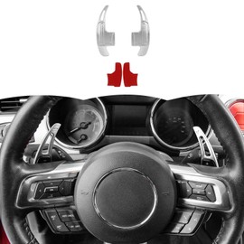 RT-TCZ Steering Wheel Shift Paddle Extended Shifter Trim Cover Decoration Interior Accessories for Ford Mustang 2015-2023,silver