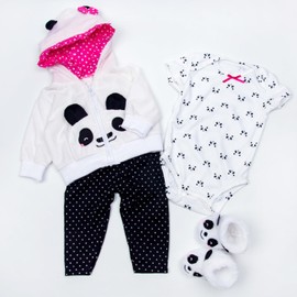 Medylove Reborn Baby Doll Clothes 22 inch Outfits for 20-23 inch Reborn Doll Girl Panda Outfit Accessories 4pcs Reborn Baby Matching Clothes