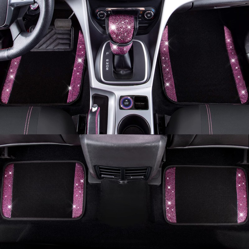 CAR PASS Bling Rhinestone Car Seat Covers Leather Shining Diamond