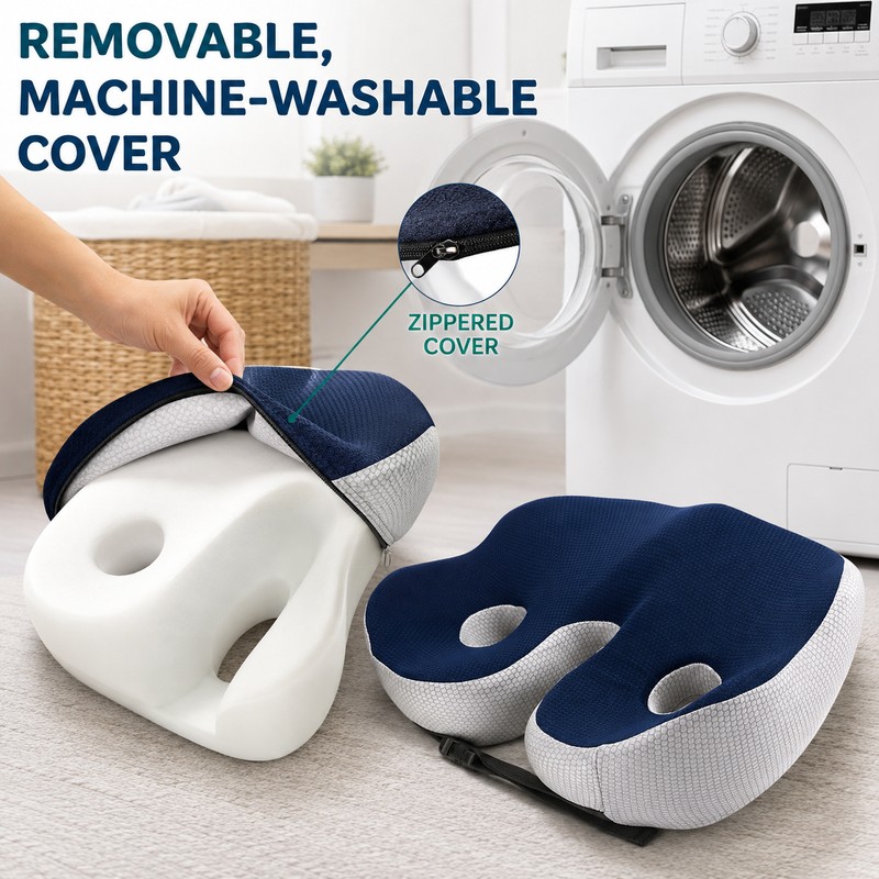 Ergonomic Memory Foam Seat Cushion with Adjustable Width & Dual